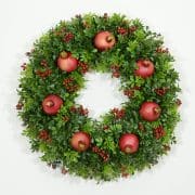 Classic Boxwood and Pomegranate Wreath