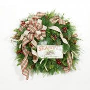 Traditional Seasons Greetings Christmas Wreath