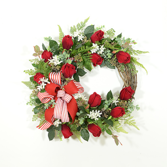 Red Roses & Cherry Blossoms Decorator Wreath